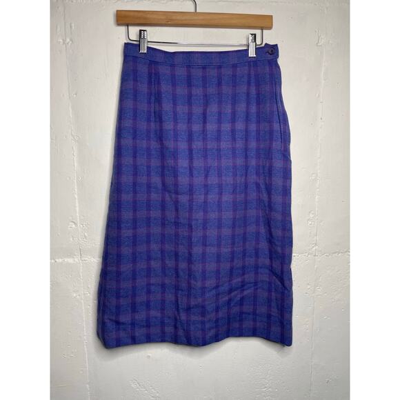 Pendleton Dresses & Skirts - Vintage Pendleton Wool Midi Skirt Purple Plaid Size 10
